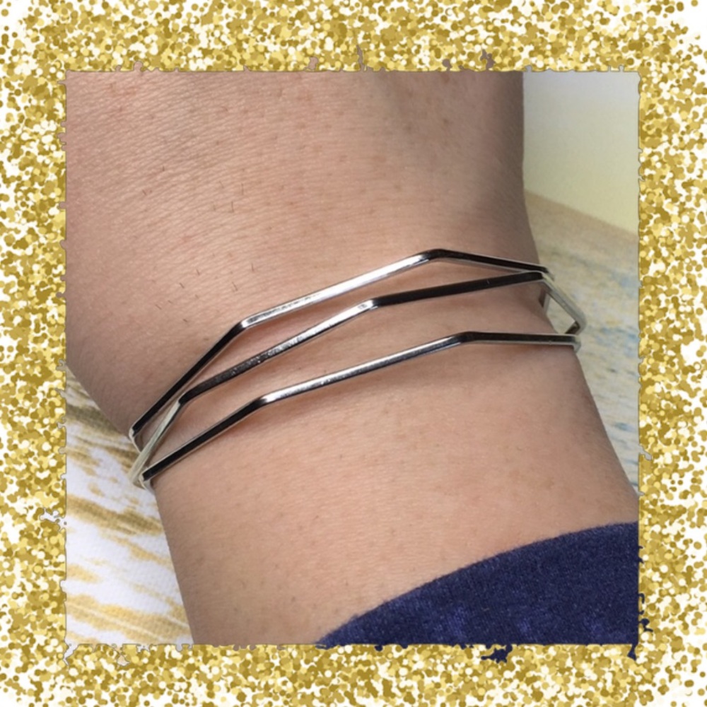 Silver Toned Geometric Bracelet - Picture 7 of 7